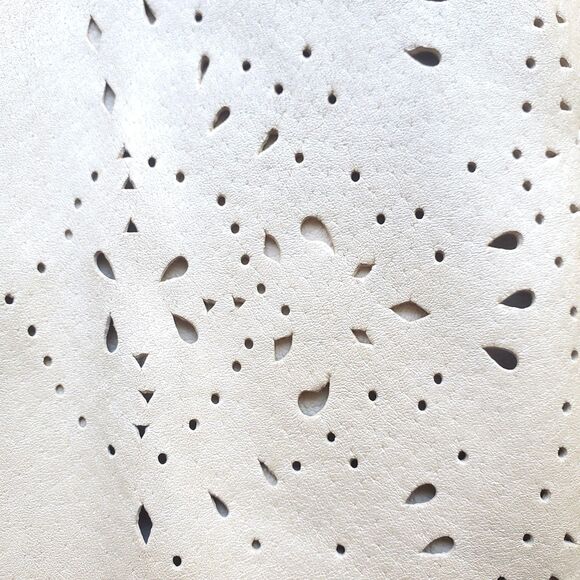 C Concept Laser Cut Leather Jacket Size 14 Vintage Boho Western Tan Beige Gold - Picture 3 of 16